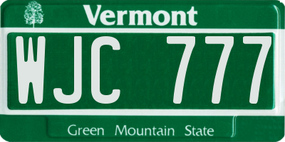VT license plate WJC777