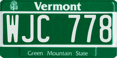 VT license plate WJC778