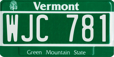 VT license plate WJC781