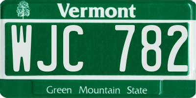 VT license plate WJC782