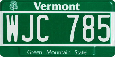 VT license plate WJC785