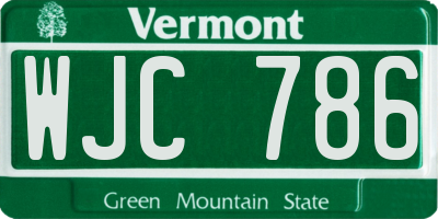 VT license plate WJC786