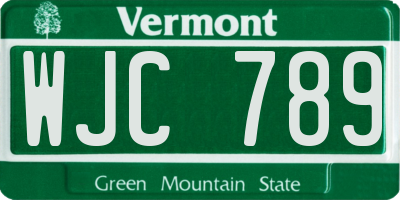 VT license plate WJC789