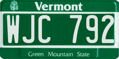 VT license plate WJC792
