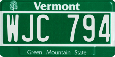 VT license plate WJC794