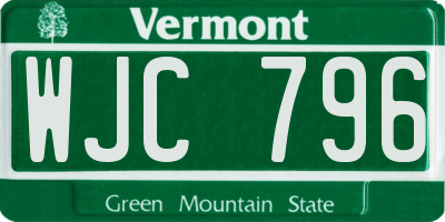 VT license plate WJC796