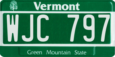 VT license plate WJC797