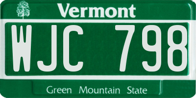 VT license plate WJC798