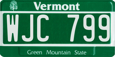 VT license plate WJC799