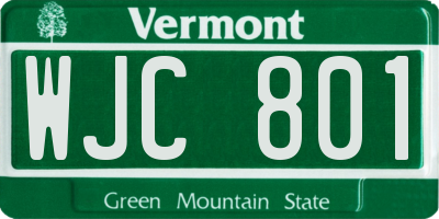 VT license plate WJC801