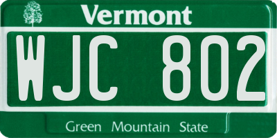 VT license plate WJC802