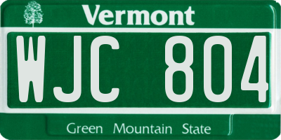 VT license plate WJC804