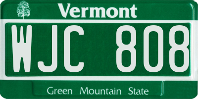 VT license plate WJC808