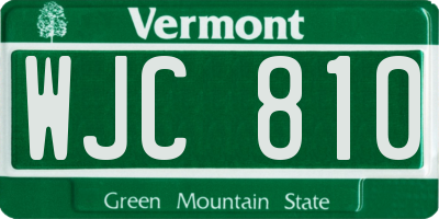 VT license plate WJC810