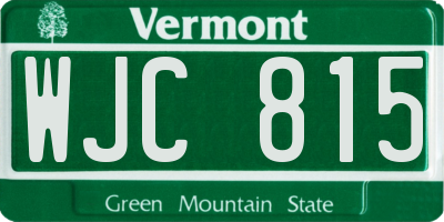 VT license plate WJC815