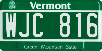 VT license plate WJC816