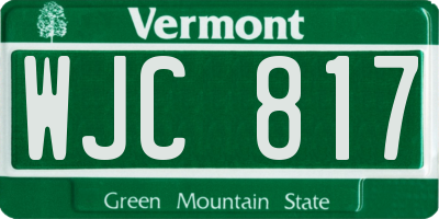 VT license plate WJC817