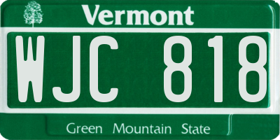 VT license plate WJC818