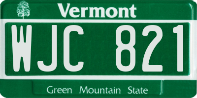 VT license plate WJC821