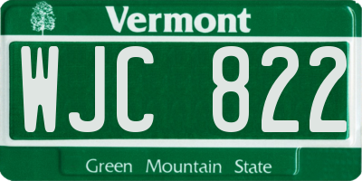 VT license plate WJC822