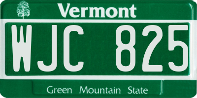 VT license plate WJC825