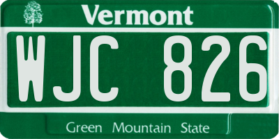 VT license plate WJC826