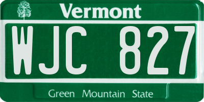 VT license plate WJC827