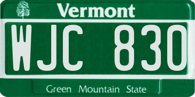 VT license plate WJC830