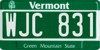 VT license plate WJC831