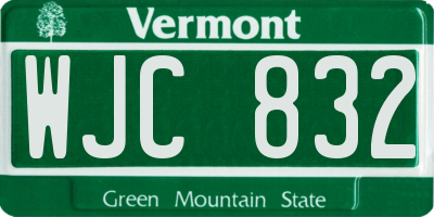 VT license plate WJC832