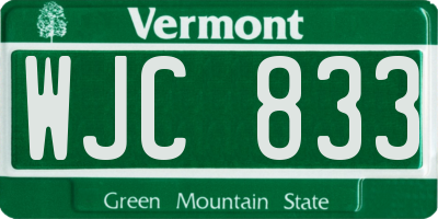 VT license plate WJC833