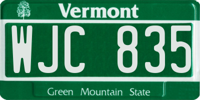 VT license plate WJC835