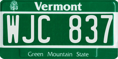 VT license plate WJC837