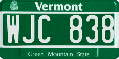 VT license plate WJC838