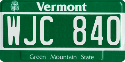 VT license plate WJC840