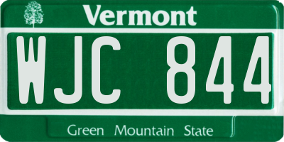VT license plate WJC844