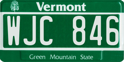 VT license plate WJC846
