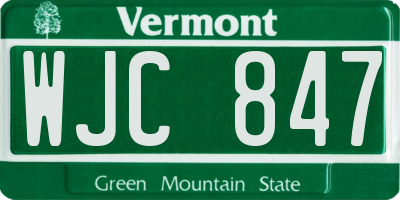 VT license plate WJC847