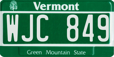 VT license plate WJC849