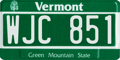VT license plate WJC851