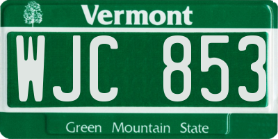 VT license plate WJC853