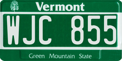 VT license plate WJC855
