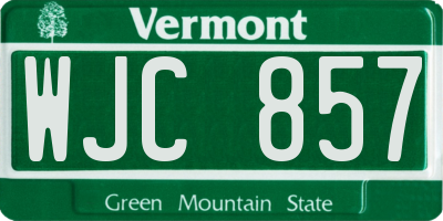VT license plate WJC857