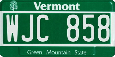 VT license plate WJC858