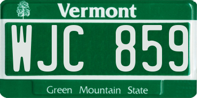 VT license plate WJC859