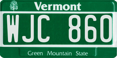 VT license plate WJC860