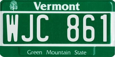 VT license plate WJC861