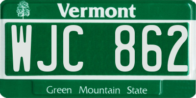 VT license plate WJC862