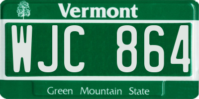 VT license plate WJC864