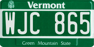 VT license plate WJC865